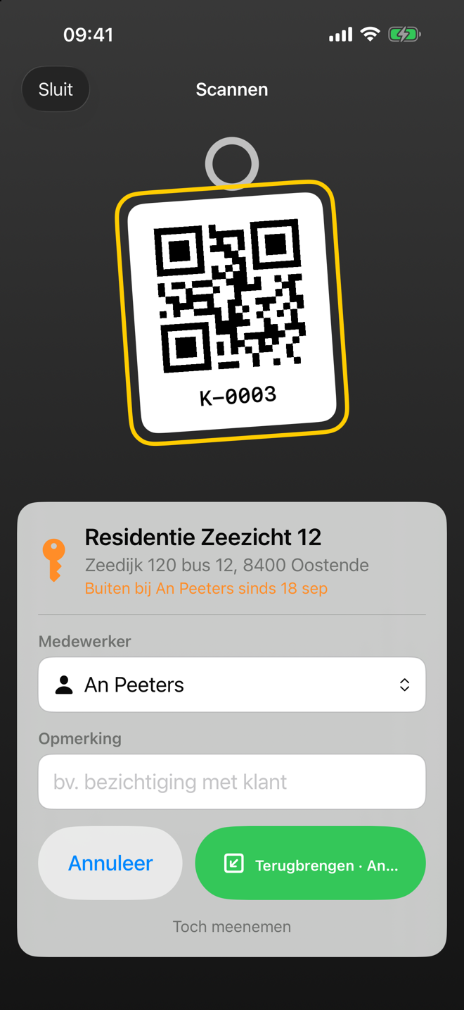 Een sleutelhanger scannen in Claviro