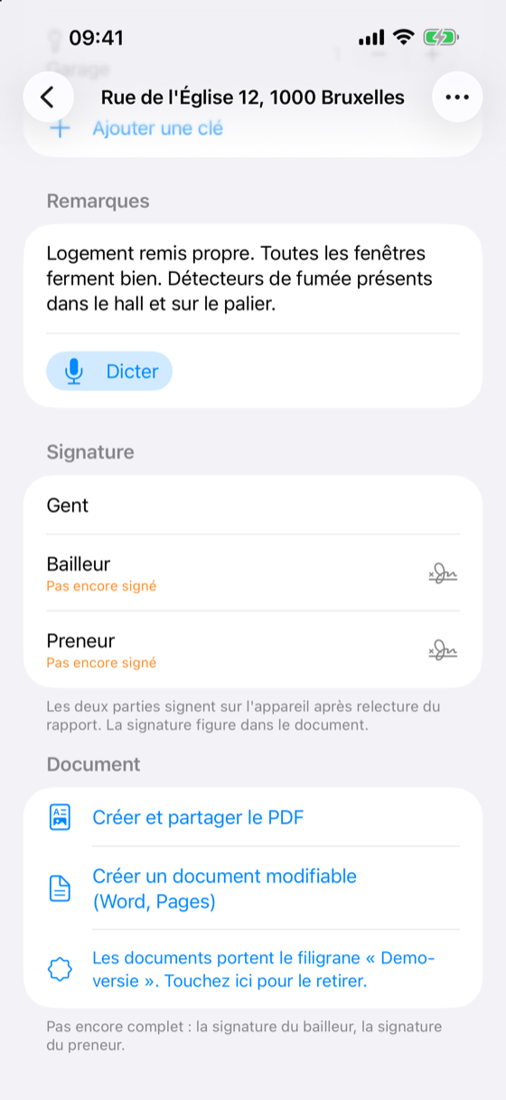 Capture d’écran d’InSitu: 7. Signer et créer le document