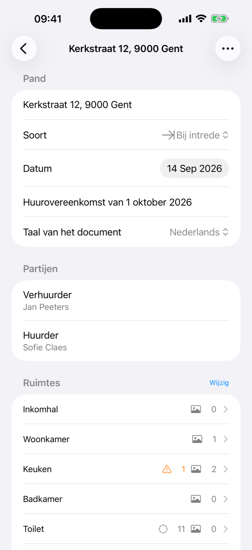 Het verslag: pand, partijen, ruimtes